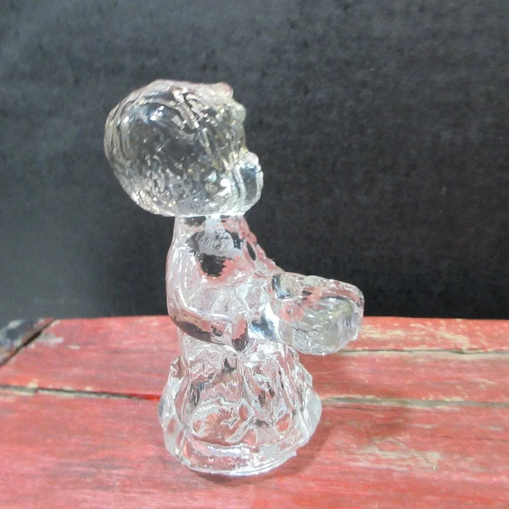 Vintage Clear Glass Cherub Angel Candle Holders Figurines Set of 2